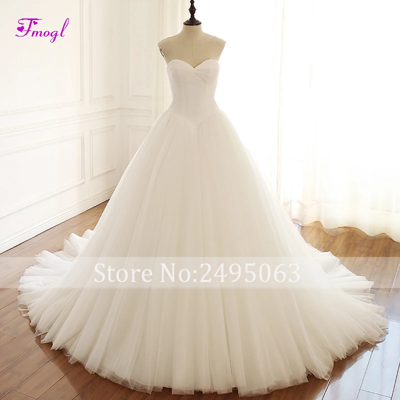 Fmogl Новое поступление сексуальный без бретелей Кружевной До А-силуэта Свадебные