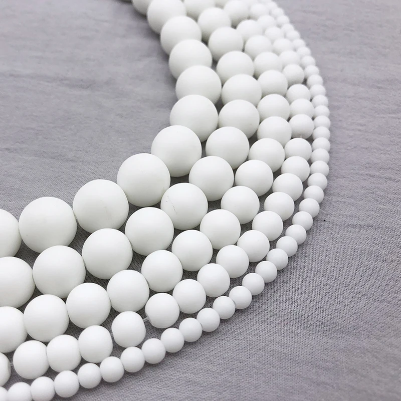 Круглые матовые шарики Frost White круглые с тусклым полированием россыпью 4 6 8 10 12 мм
