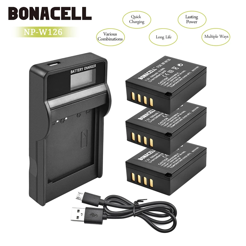 Bonacell 1500 мАч для Fujifilm NP W126 W126S батарея ЖК зарядное устройство X M1 A1 T1 X100F T2 A10 E2S T20 HS30EXR