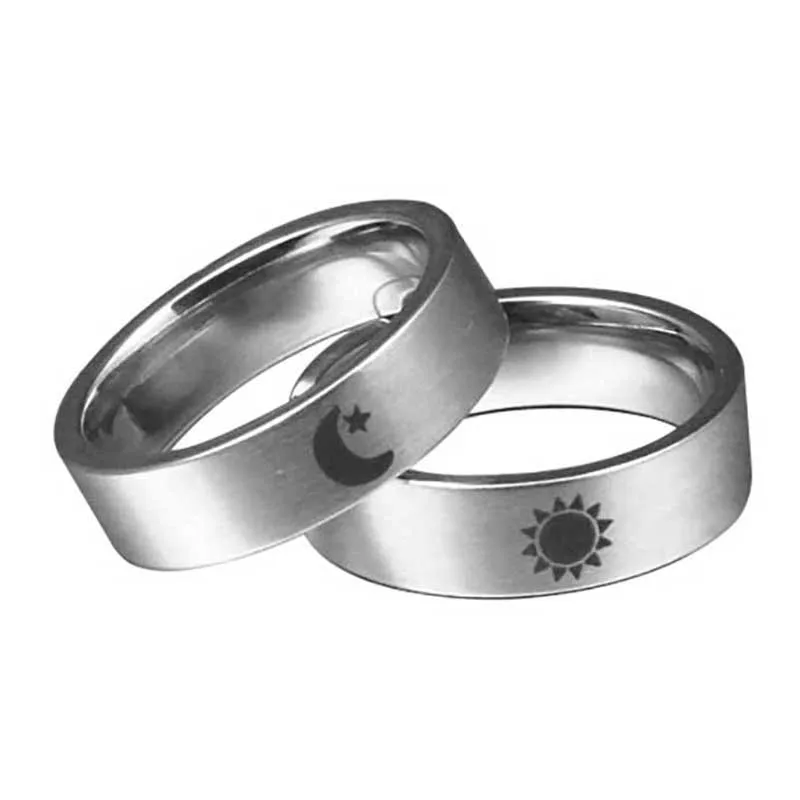 

Sun And Moon Simple Ring Couples Rings Set For Him And Her Promise Rings For Stainless Steel Gift Lovers Rings