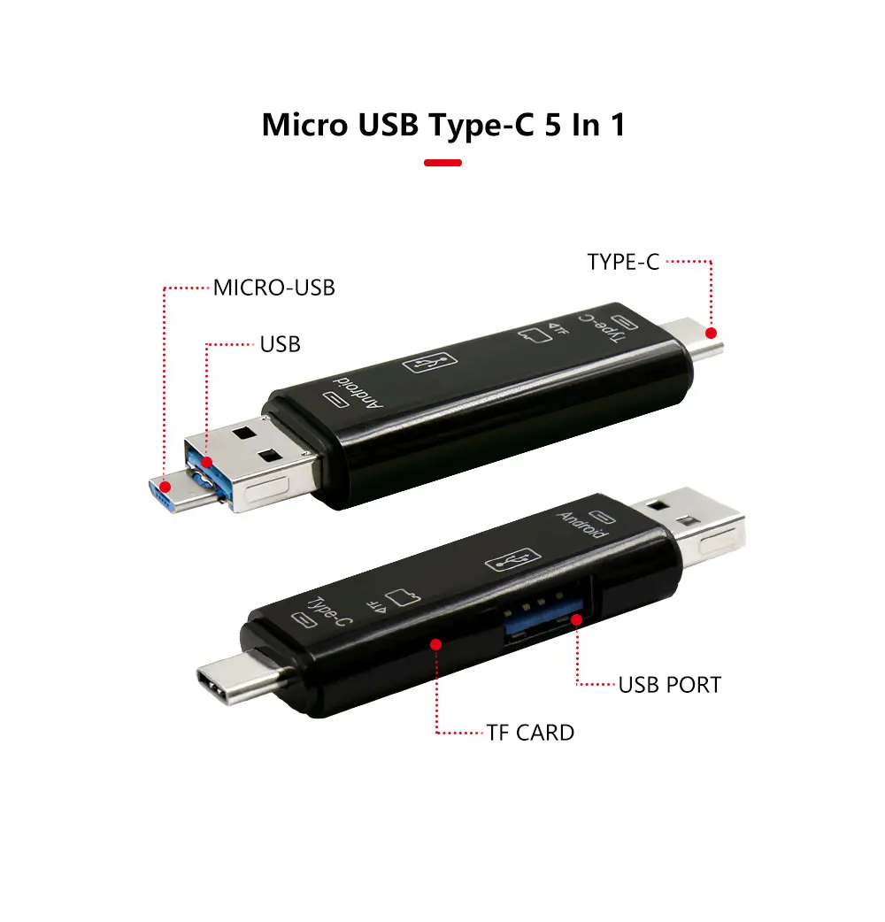 USB 3,0 3 в 1 type-C кардридер Micro USB флэш-накопитель адаптер разъем Высокоскоростной TF кардридер для карт памяти в розничной упаковке