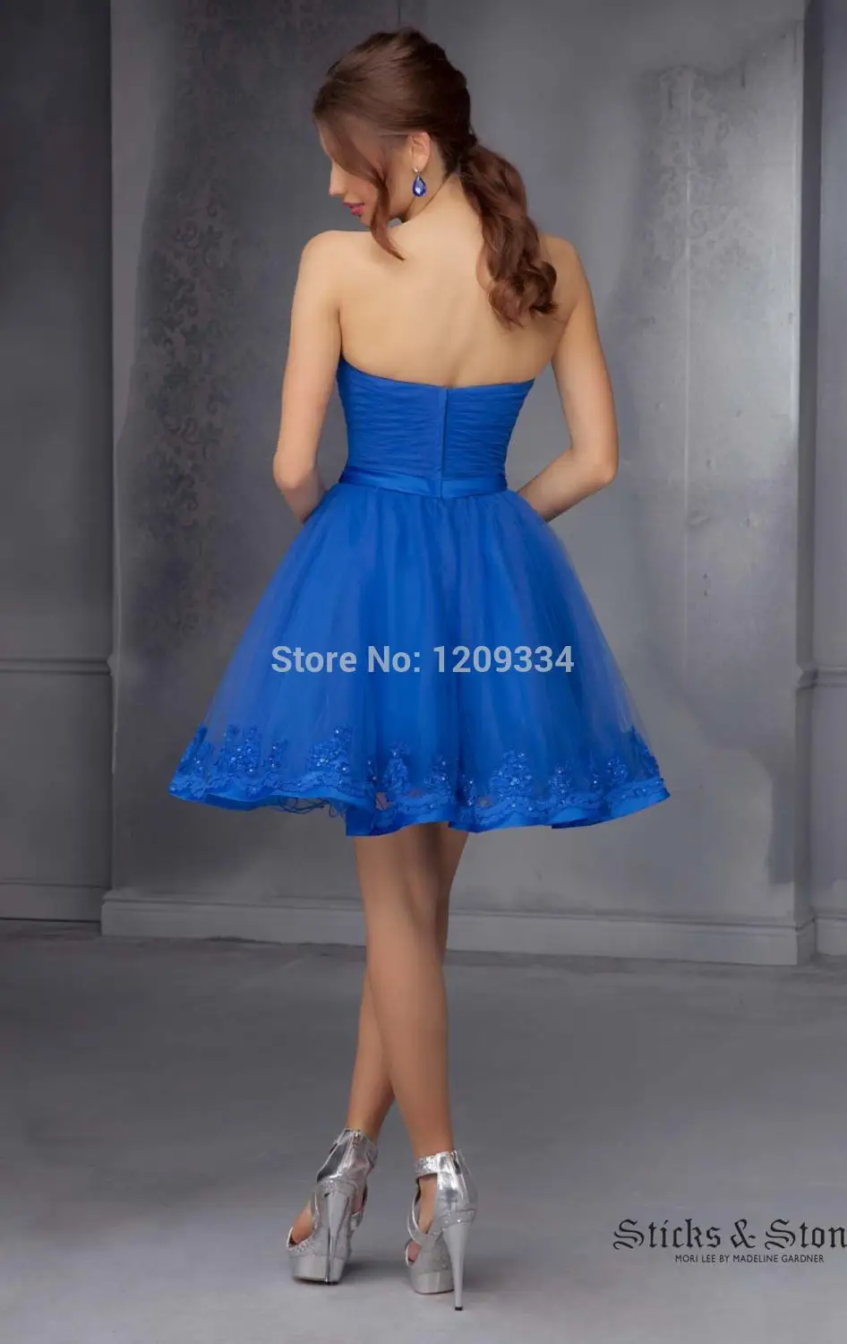 Cocktail Dresses 2015 Short A-Line Blue Ivory Tulle Strapless Lace Lovely Sweet Ball Cheap Homecoming Party Gowns | Свадьбы и