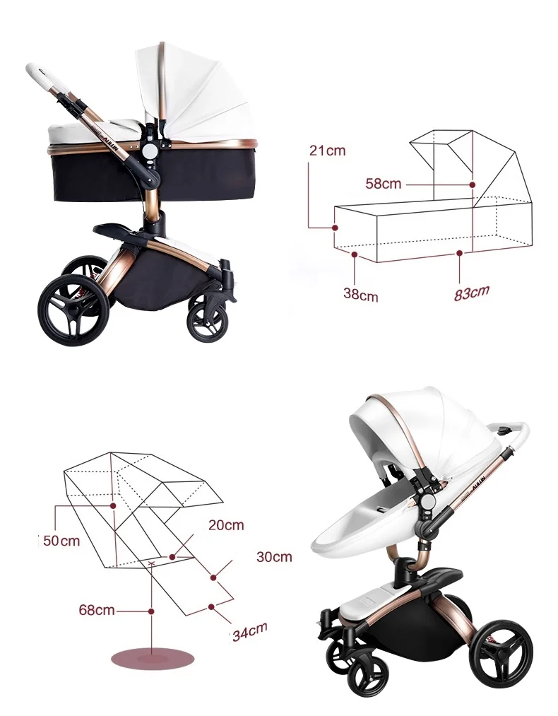 Aulon babyfond искусственная кожа 360 градусов вращения детская коляска, kinderwgen, 3 в 1 система путешествия сиденье с люлькой детская коляска