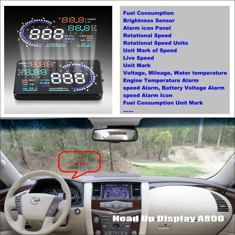 For Nissan Patrol Safari Y61 Y62  Car HUD Head Up Display Auto Accessories Universal Head Up Display HUD Driving Speed Alarm