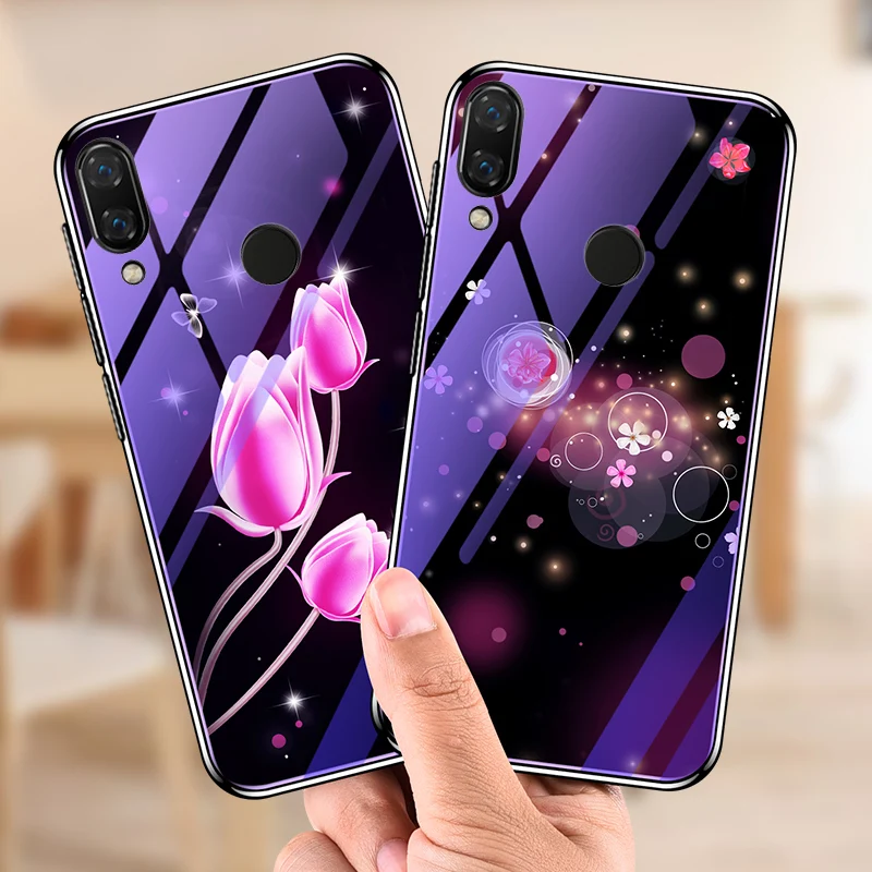 For Xiaomi 8 LITE 8SE 9 9SE PLAY 5X 6X 6 Case Plating Painted Blue Light Glass Cover on for Redmi S2 5A 7A Note 3 4X 5 7 case |
