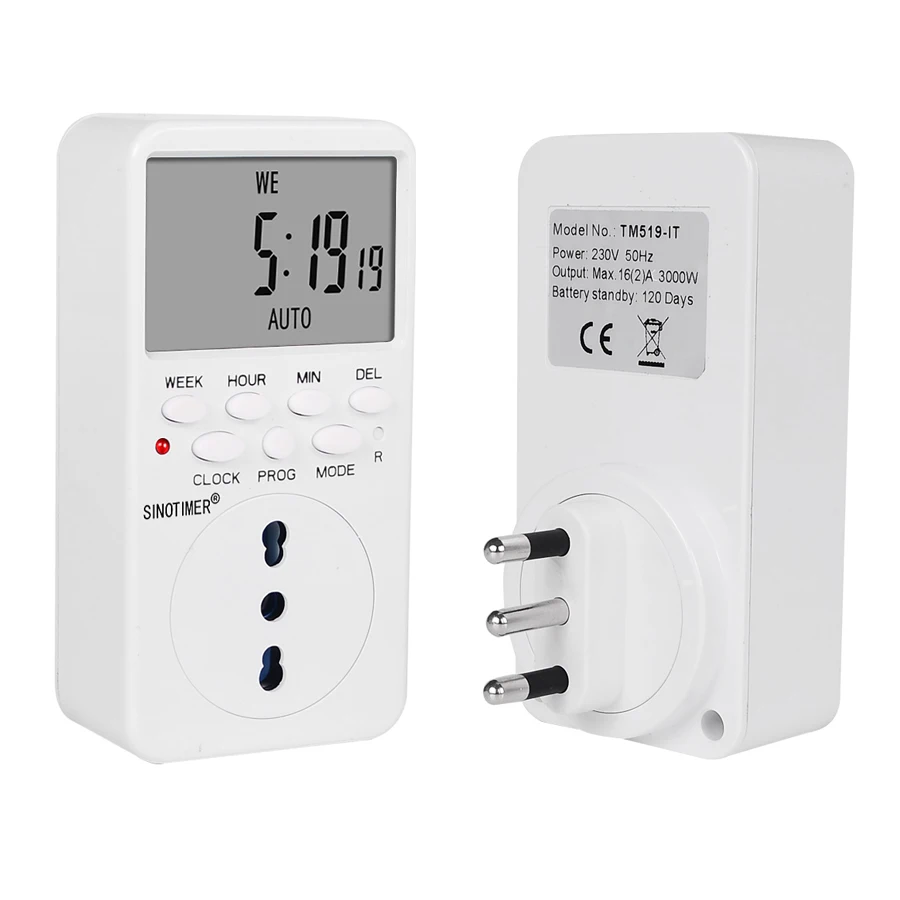 TM519 Electronic Digital Timer Plug EU BR UK US IL Programmable Socket with 220V 120V 7 Day 12/24 Hour Timing | Инструменты