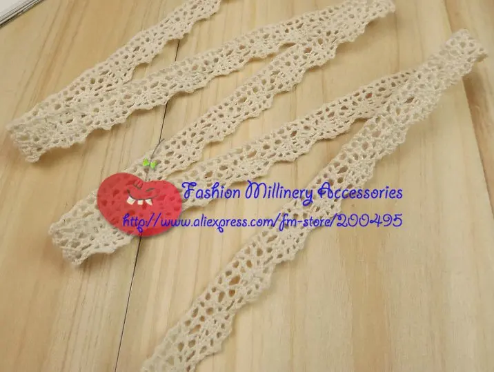 

[IuBuFiGo] 10mm Beige DIY 100% Cotton Knitted Lace Lacework For Trimming Garment Handmade 10meter/lot