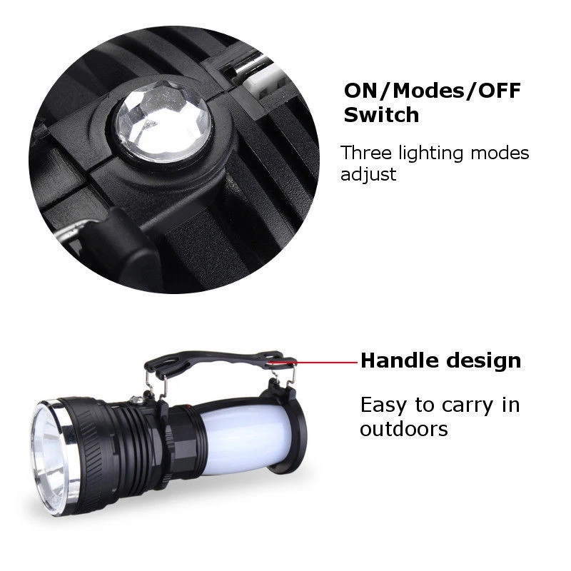 

GTBL Solar Power Rechargeable Battery Camping Tent Light Lantern LED Flashlight Lamp