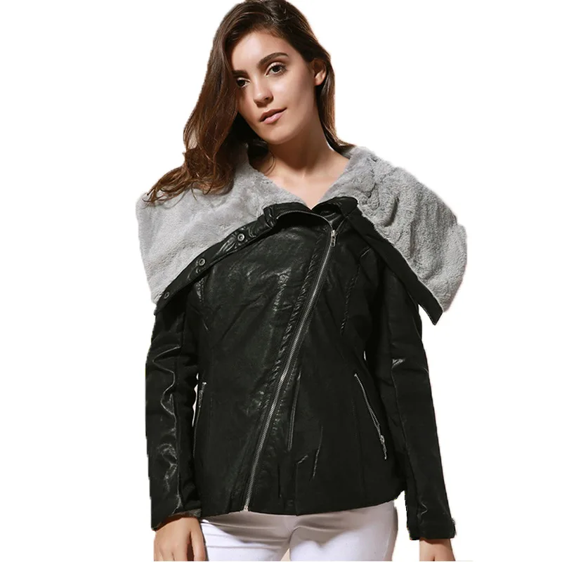 Женская меховая куртка черная уличная теплая куртка-бомбер большого размера на