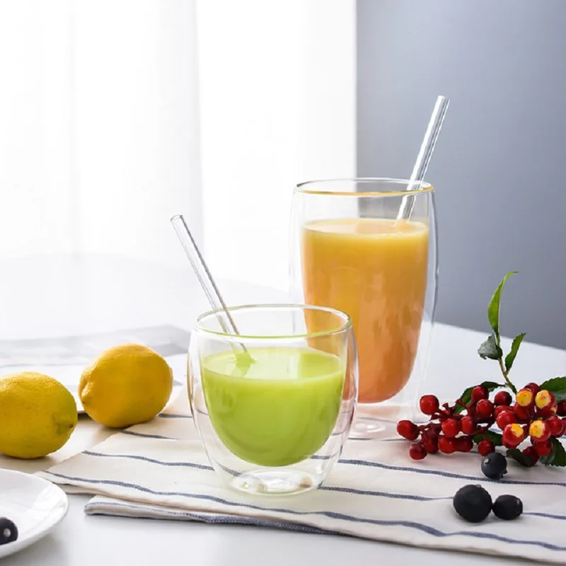 Стеклянная кофейная кружка с двойной стенкой силиконовой крышкой чай Матча