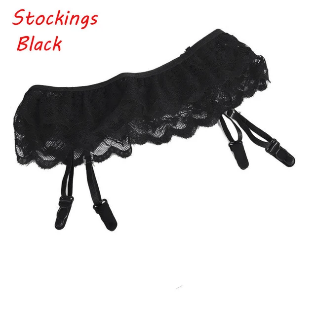 Black Garters 1 комплект, женские модные сексуальные кружевные чулки с мягким верхом+ Пояс для чулок L04 Z44 - Цвет: Black Garters