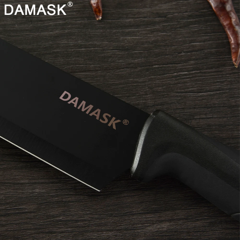 Профессиональный поварской нож Damask черные стальные кухонные ножи острый