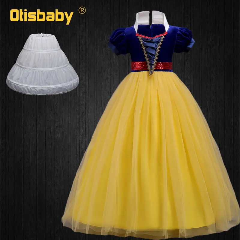 Yellow Set A Платье Белоснежки для девочек; летний стильный костюм для детей; платья; Одежда для маленьких девочек; вечерние платья принцессы для малышей; подростковое платье с короткими рукавами - Цвет: Yellow Set A