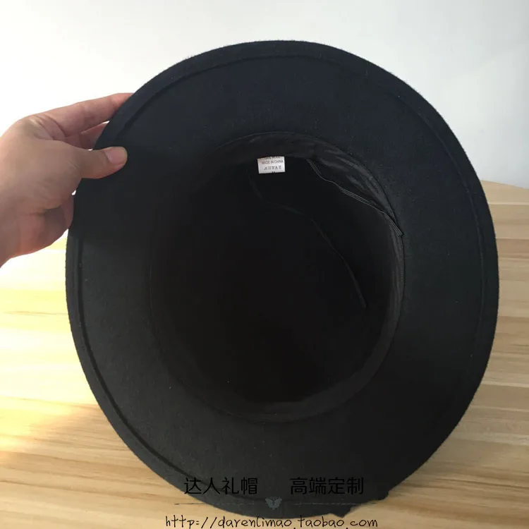 Шерсть двойной черный металлический логотип шляпа печать лента украшение потолок плоские карнизы и шляпы