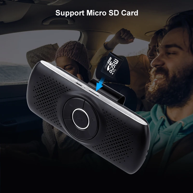 Фото Handfree Bluetooth Car Kit MP3 Player Bluetooth 4.2 EDR SIRI 3W Speaker Car Bluetooth Handsfree Kit Support TF Connect 2 Phones №4