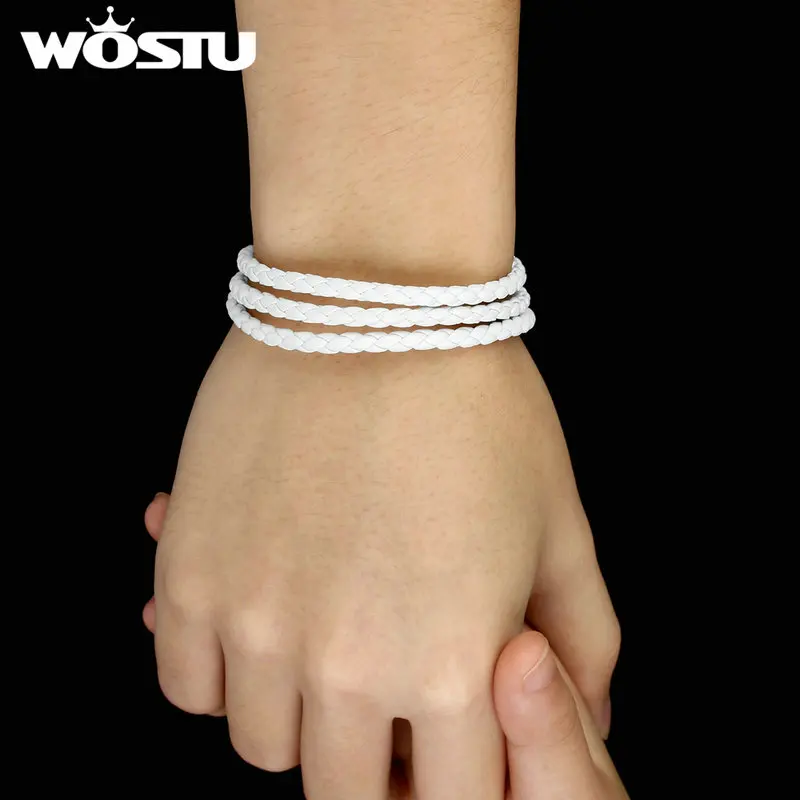 Женский и мужской браслет WOSTU белый из искусственной кожи с магнитной застежкой 60