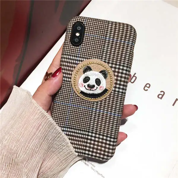Qianliyao Милая кошка, кролик панда чехол для телефона для iphone X XS Max XR 7 8 6 6S Plus 11 Pro Max чехол s круглая заплатка Ткань задняя крышка - Цвет: 6
