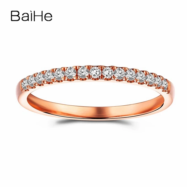 BAIHE Твердые 10 к розовое золото(AU417) SI/H Круглый полный огранки натуральные Алмазы обручальные свадебные ювелирные изделия модный подарок кольцо