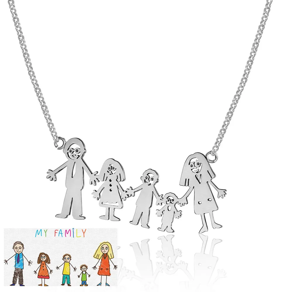 DIY 5 членов любящее семейное ожерелье с рисунком персонализированное из