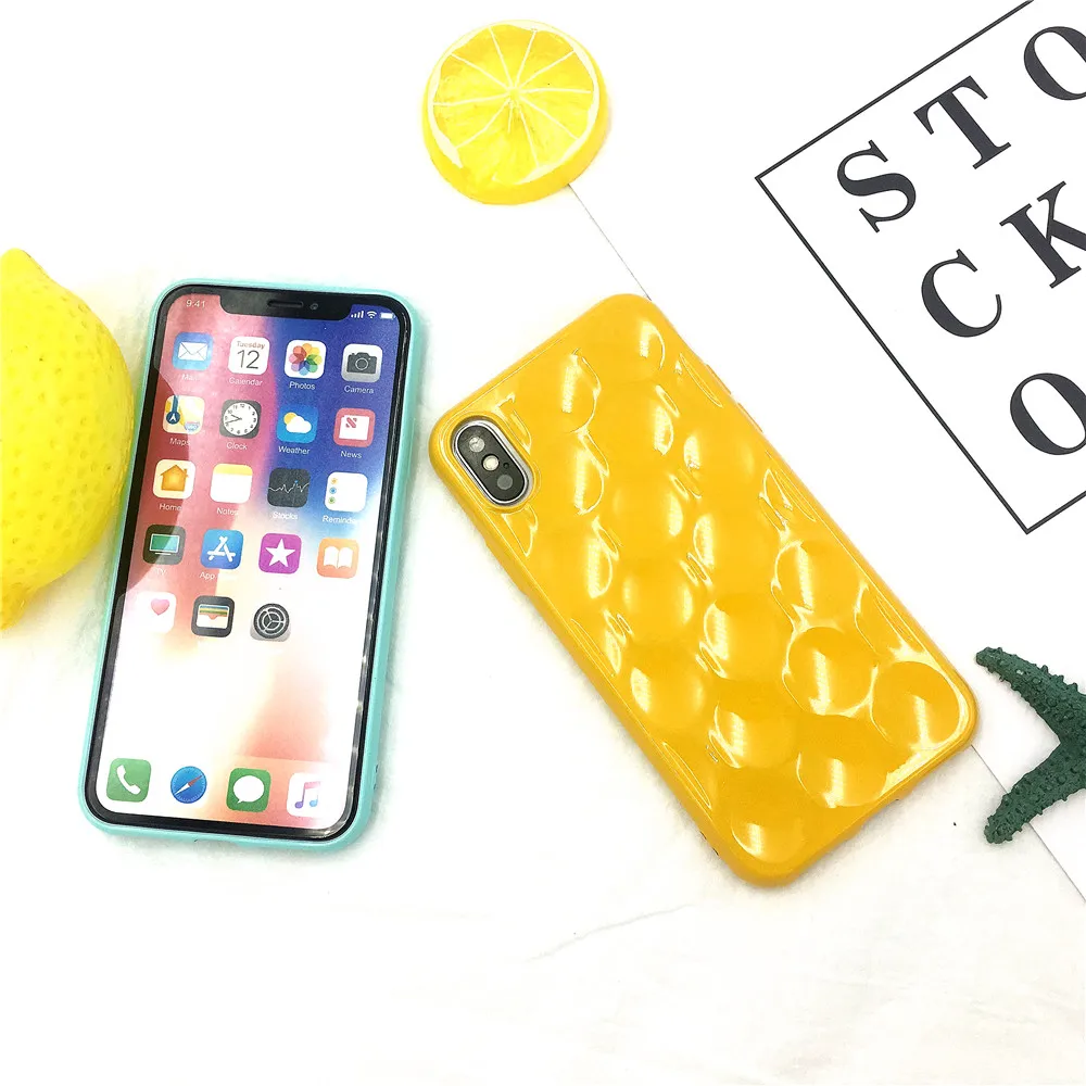 3D силиконовый чехол для iPhone 8 аксессуары яркие розовые желтые фиолетовые мягкий