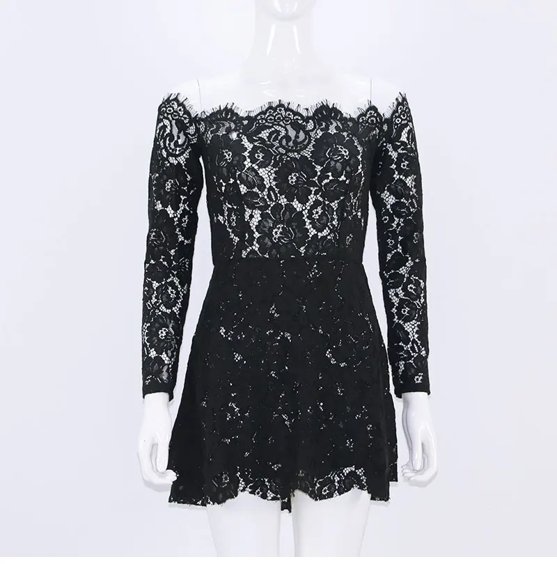 Сексуальное кружевное черное белое розовое платье с вырезом лодочкой вечерние