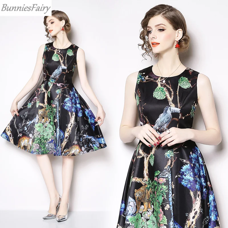 BunniesFairy 2019 весеннее женское элегантное винтажное платье без рукавов с