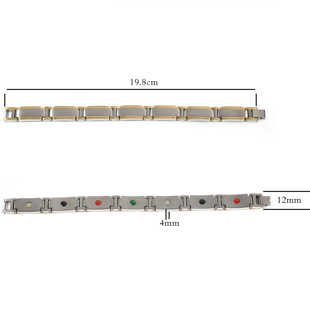 Wollet ювелирные изделия Магнитный титановый браслет золотой металлик