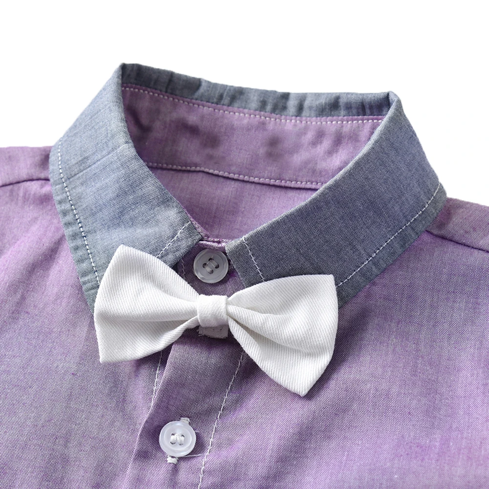 Top and Summer Kids Boys Casual Clothing Sets Short Sleeve Purple Shirt+Overalls Children Boy Gentleman Outfits Bebe Suit |