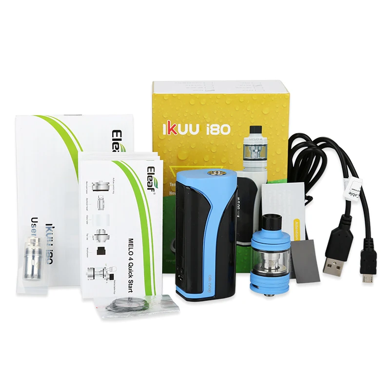 Original Eleaf iKuu i80 with 2ml/4.5ml Melo 4 TC Kit 3000mAh 80W iKuun w/ New EC2 Series Coils &amp Big 0.91 Inch Screen | Электроника