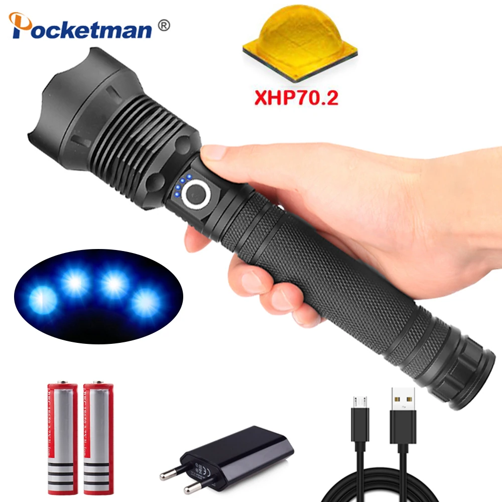 Самый мощный XLamp XHP70.2 светодиодный фонарик масштабируемая лампа перезаряжаемый