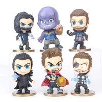 6pcs/set Marvel Avengers Winter Solider Thanos Loki Thor Doctor Stranger Captain American Figure Model Toys for Children