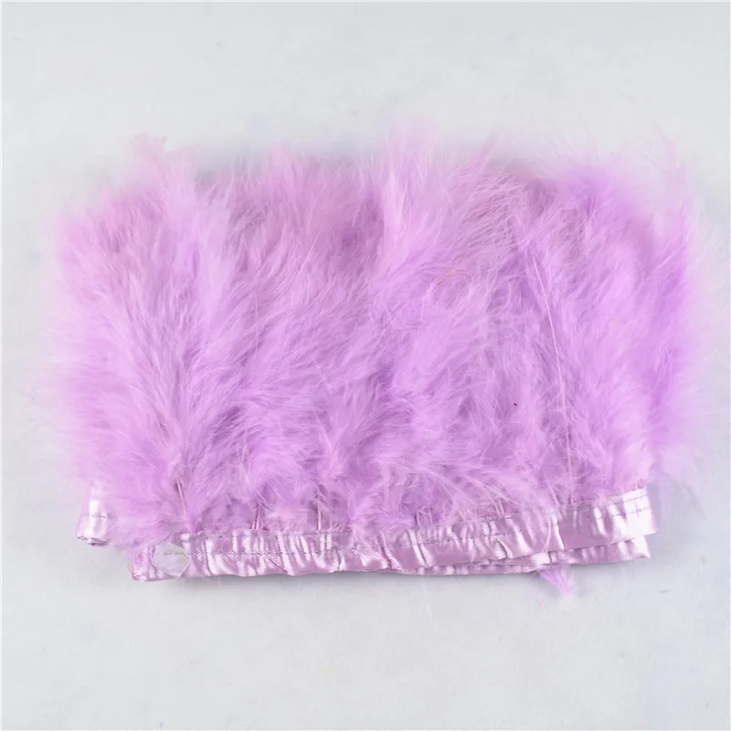 Light Purple Натуральный крашенный шелк «Марабу»/индейка перо отделка 10 ярдов 10-15 см Ткань отделочная лента для одежды Свадебные пары и перья для ремесел - Цвет: Light Purple