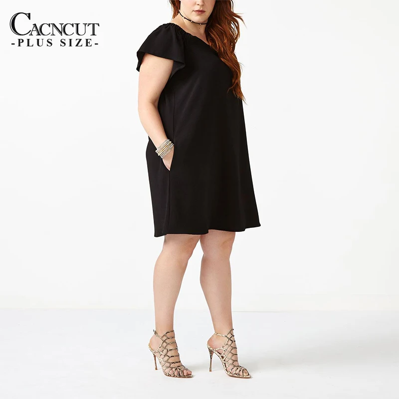 Сексуальное женское платье большого размера с вырезом лодочкой 6XL черное