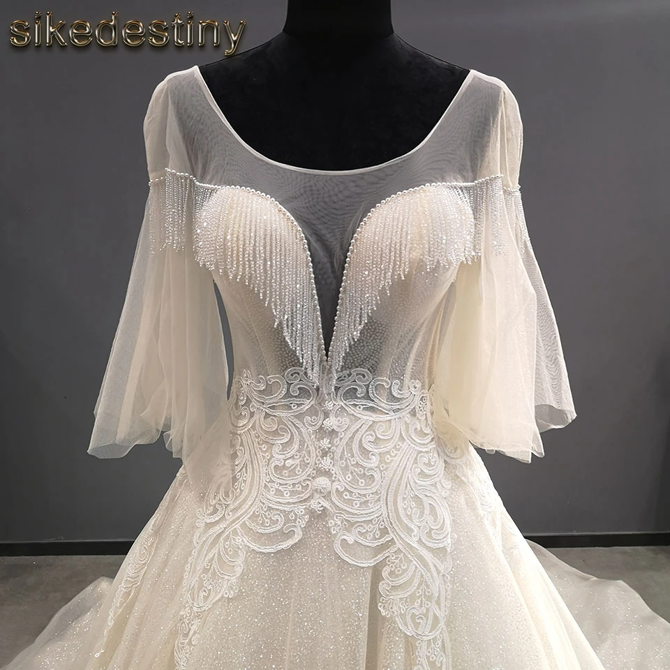 Свадебное платье vestidos de novia 2018 рукав "летучая мышь" свадебное украшенное
