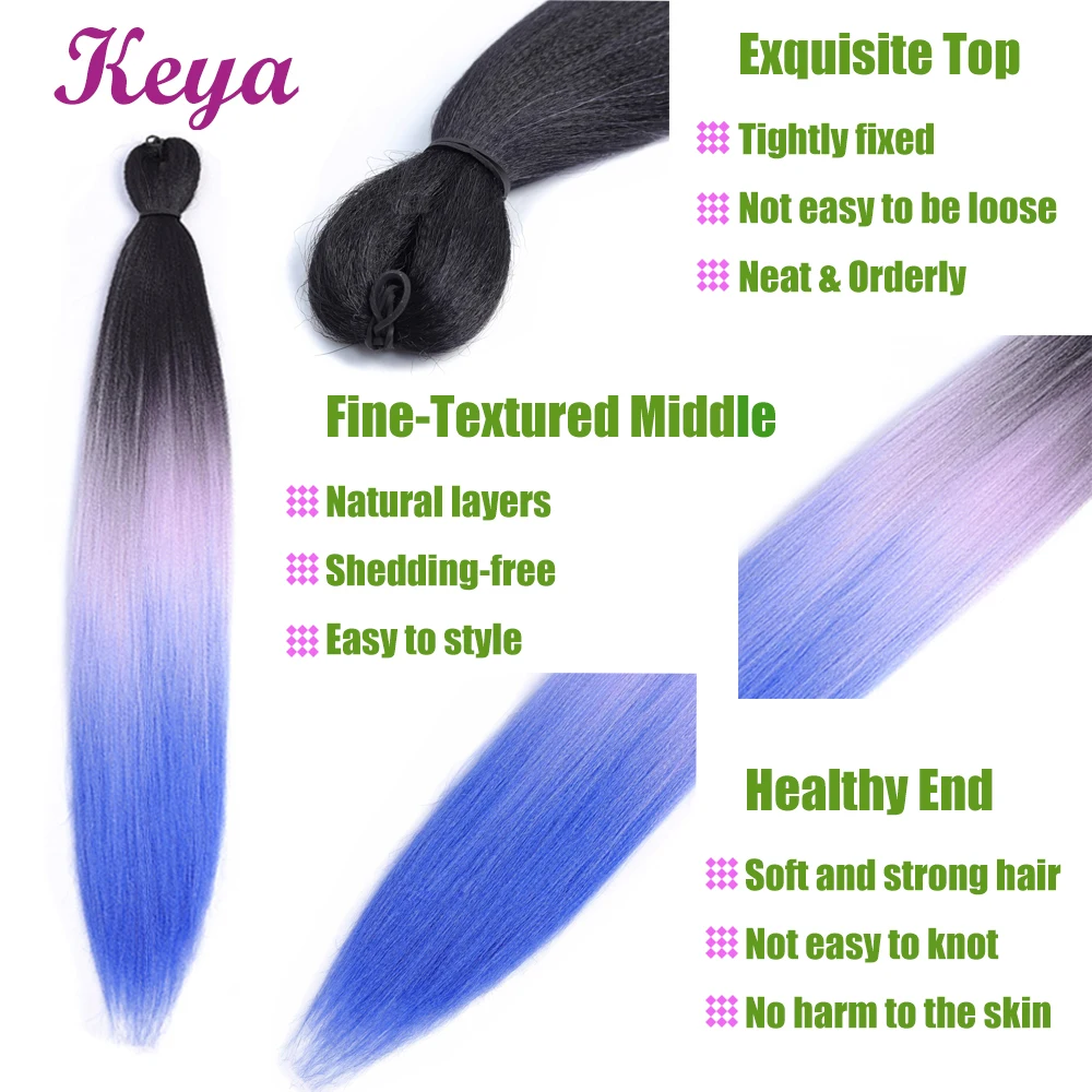 Keya Easy Jumbo предварительно растянутые косы EZ Braid натуральные слои Омбре крючком 24