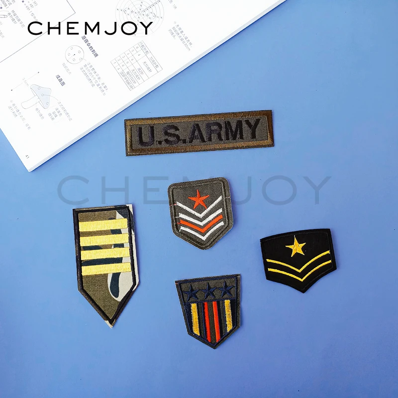 Military Embroidered Camouflage Patches Iron on Army Star Chevron Rank Applique Badges Clothing Stickers Tactical Uniform Patch |