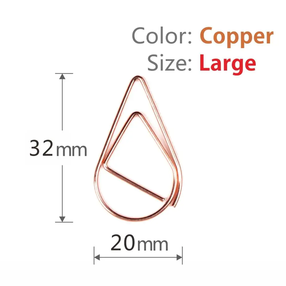 Copper L 10 шт./партия металлические капельные скрепки для бумаги необычной формы золотого и серебристого цвета Kawaii закладка для офиса и школы маркировка канцелярских принадлежностей зажимы - Цвет: Copper L