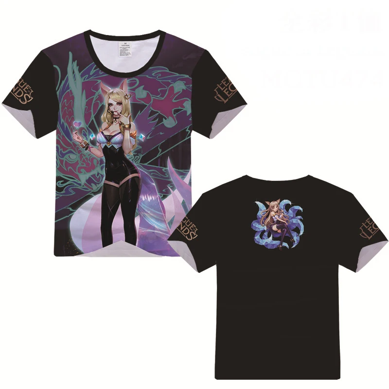 2 K/DA Evelynn Kaisa Ahri Akali 3D печатная футболка Косплей Костюм KDA Мужская Женская Повседневная футболка с коротким рукавом футболки топы - Цвет: 2