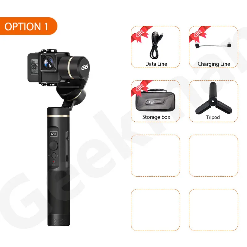 with tripod FeiyuTech G6 Gimbal Feiyu брызгозащищенный стабилизатор для экшн-камеры OLED угол наклона для Hero 7 6 5 4 RX0 DJI Osmo Action - Цвет: with tripod