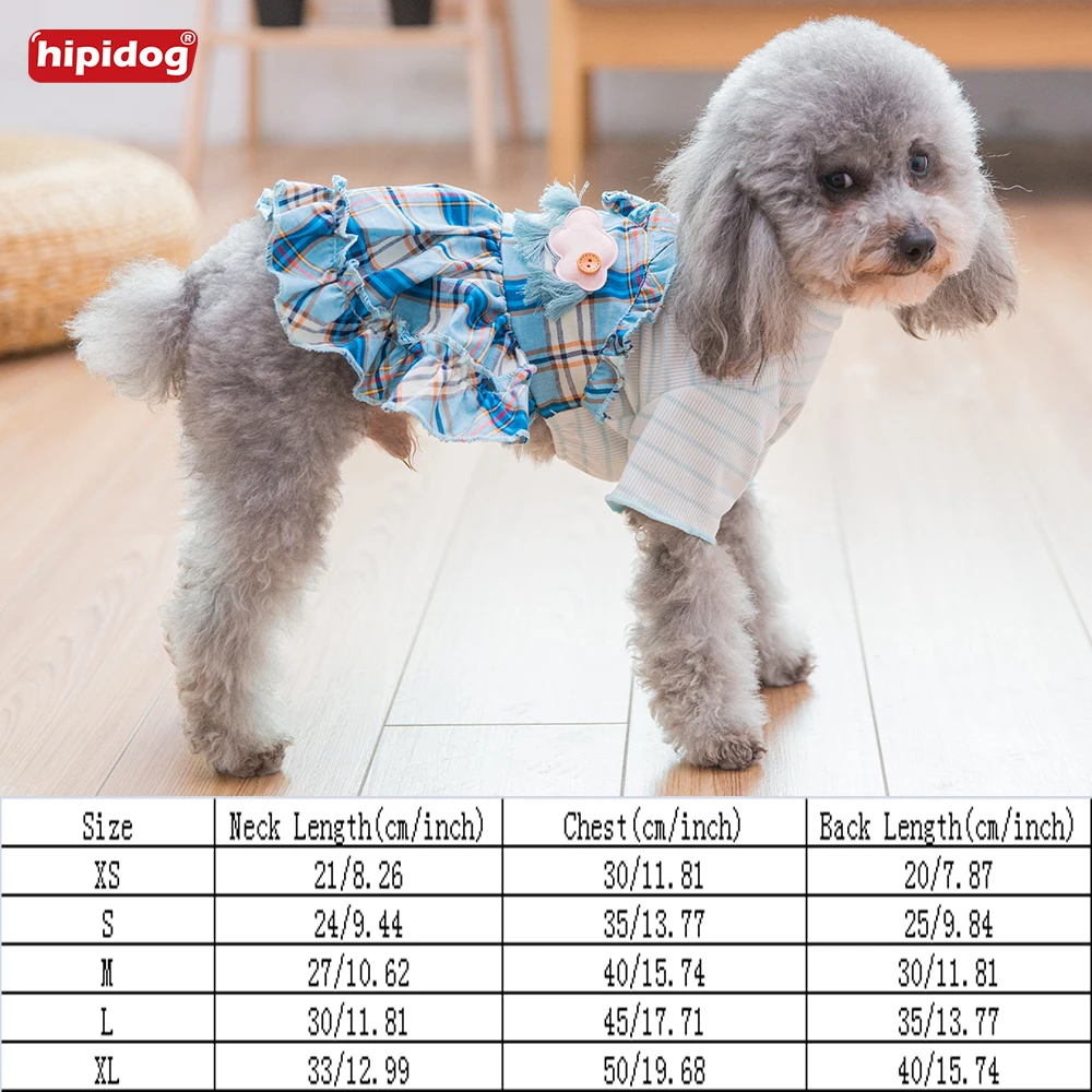 Hipidog Pet маленьких собак чихуахуа-Йорк цветочный узор принцессы платье в клетку