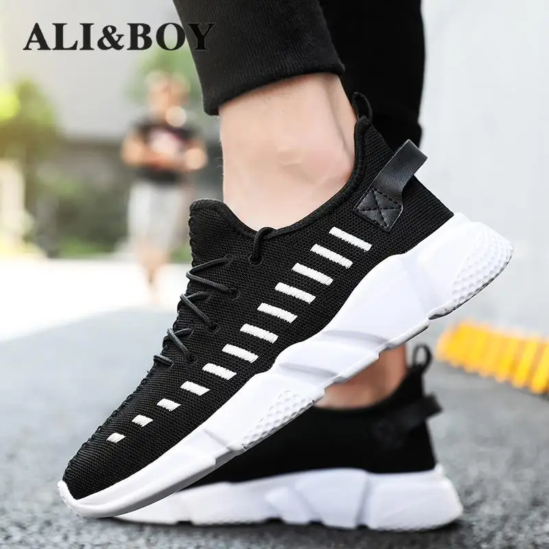 Дышащие кроссовки для мужчин черные и белые спортивные Zapatos Corrientes De Verano Chaussure Homme