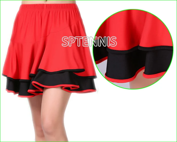 Red Black M-6XL, Женская Многоуровневая юбка, одежда для танца тенниса, разноцветная нижняя часть для упражнений со встроенными шортами для женщин - Цвет: Red Black