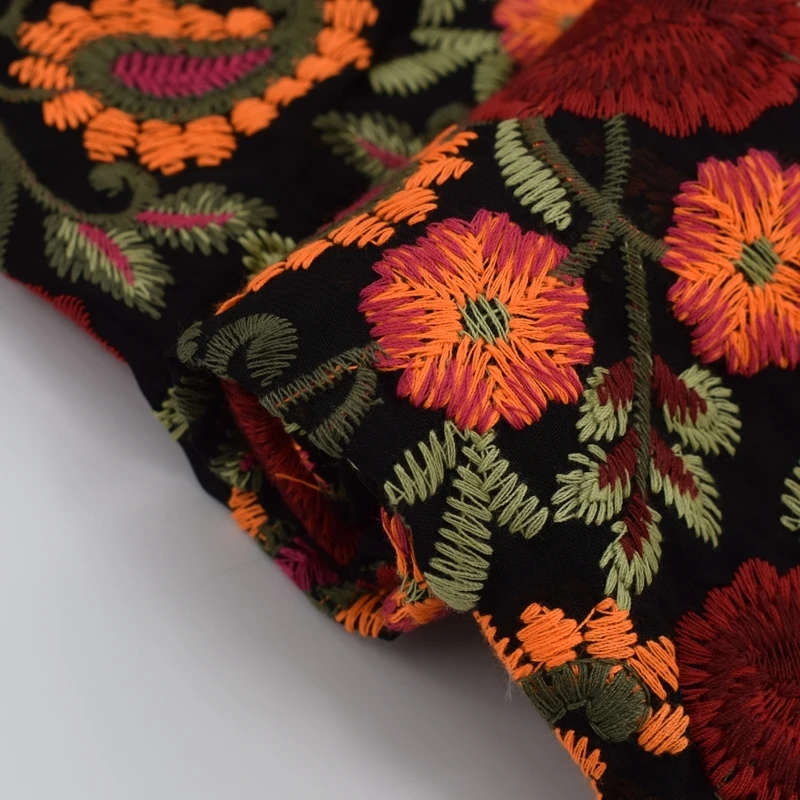 Модный народный стиль компьютер вышитые кружева ткань для платья Tecidos Para Roupa Tissu au