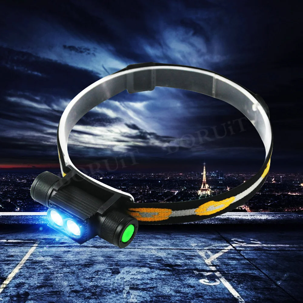BORUiT 1000LM XP-G2 светодиодный налобный фонарь USB зарядное устройство 18650 аккумулятор налобный фонарь 4 режима Головной фонарь Водонепроницаемый фонарик для кемпинга и охоты
