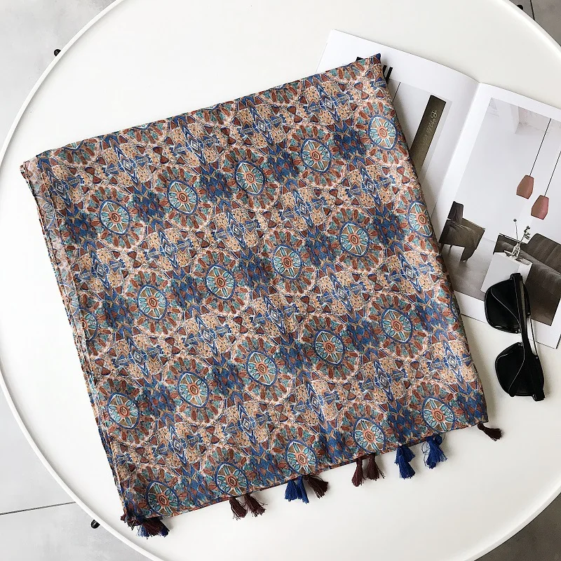 Женские шарфы и шали с геометрическим принтом кисточками оптовая продажа 10