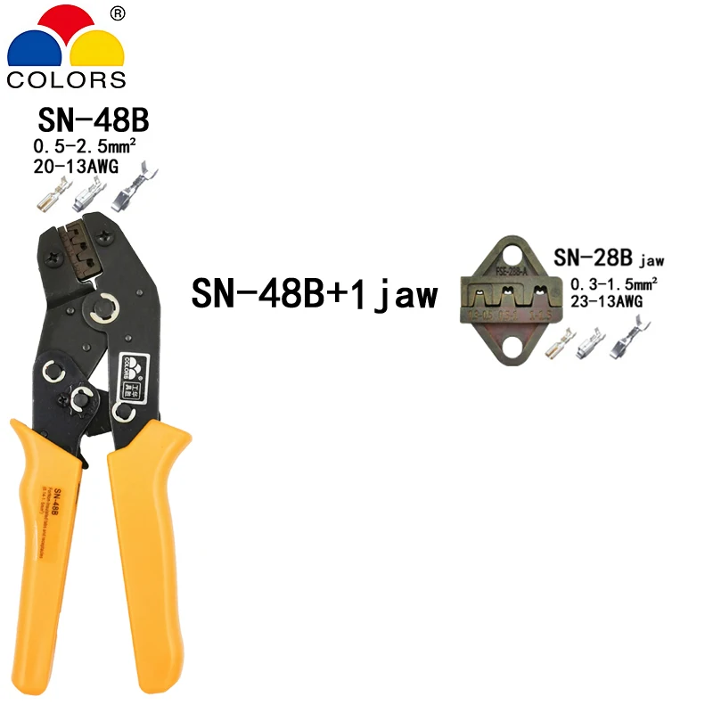 Обжимные плоскогубцы SN-48B 7 челюстей для tab C3 DuPont 2,54 3,96 2510 pulg/пробки/Изоляционные клеммы комплект сумка Электрический зажим фирменные инструменты - Цвет: SN-48B 28B