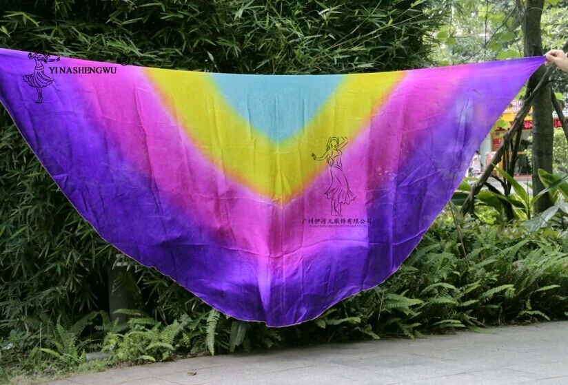 Design 100% Real Silk Belly Dance Veil Cheap Purple Gradient Veils Semicercle Wholesale 250*114cm Yellow Rose | Тематическая одежда