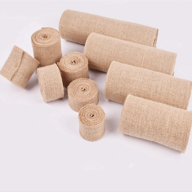 

10meters/lot 2~8cm Burlap Hessian Ribbon Jute Rolls Lace rustic for DIY Vintage wedding Decoration gift wrapping Ornament Party