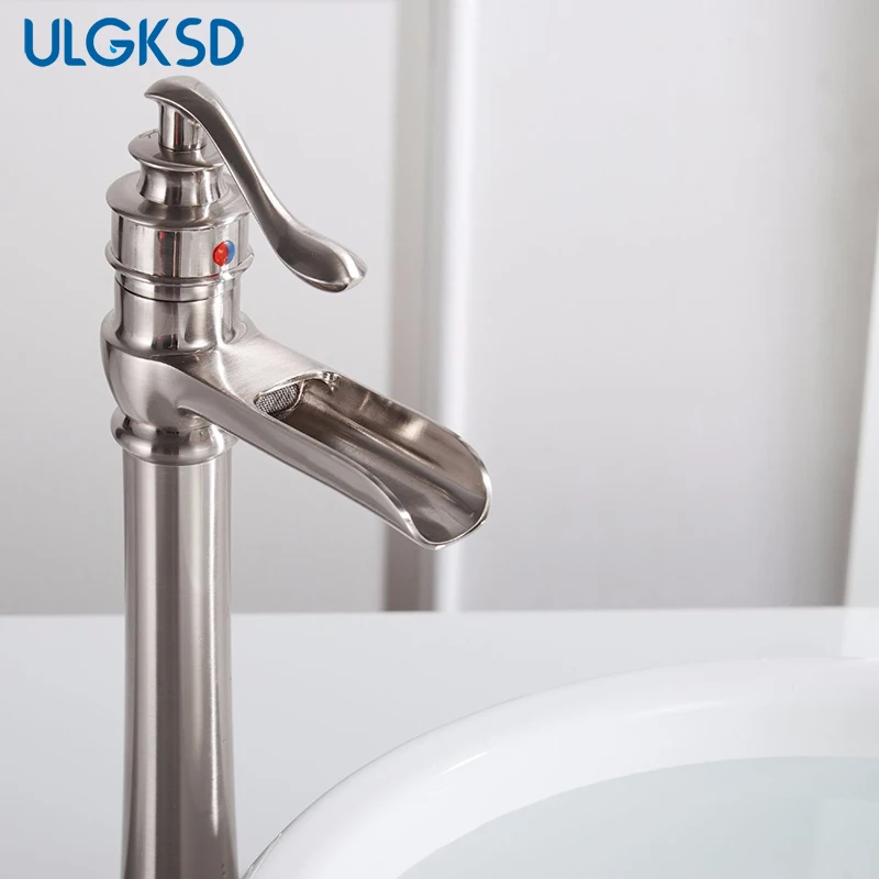 ULGKSD водопроводный кран счетчик-Топ Латунь с одной ручкой Ванная комната сосуд раковина смеситель холодной и горячей