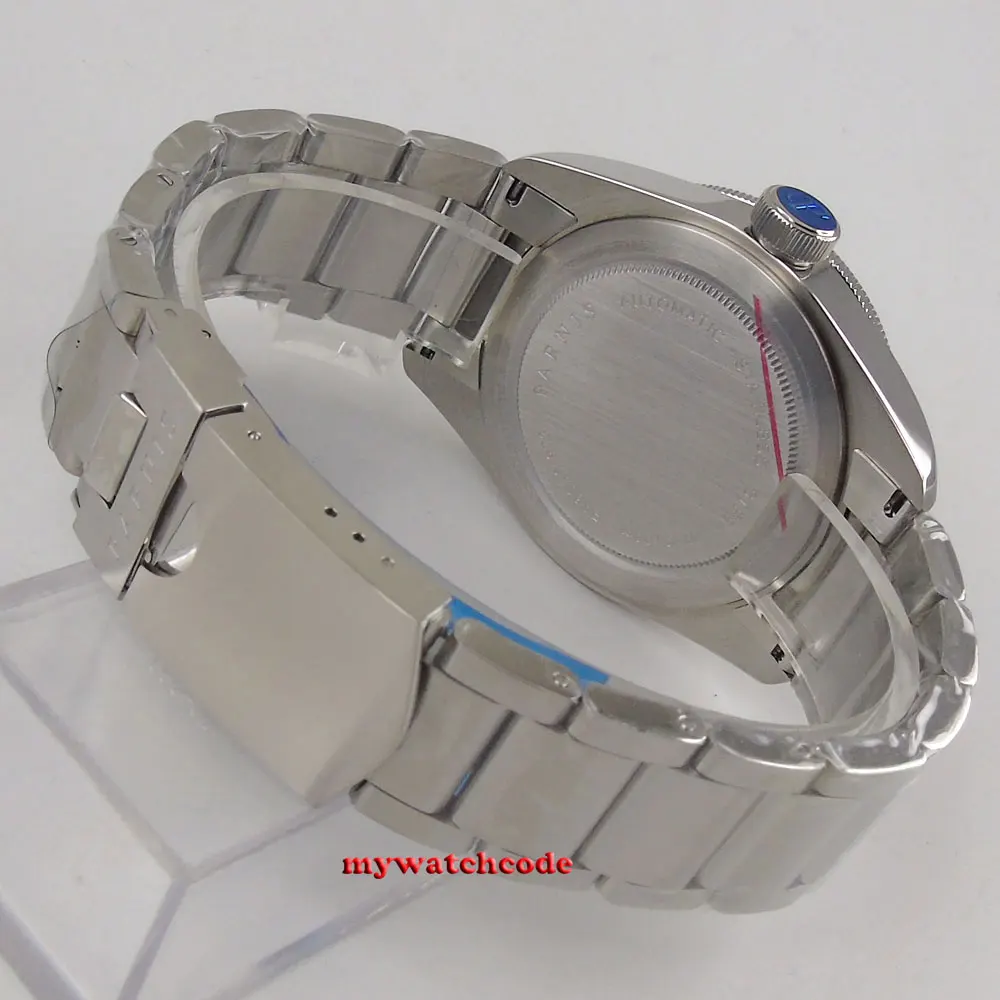 Роскошные Брендовые мужские часы автоматические наручные Parnis 41 мм с черным